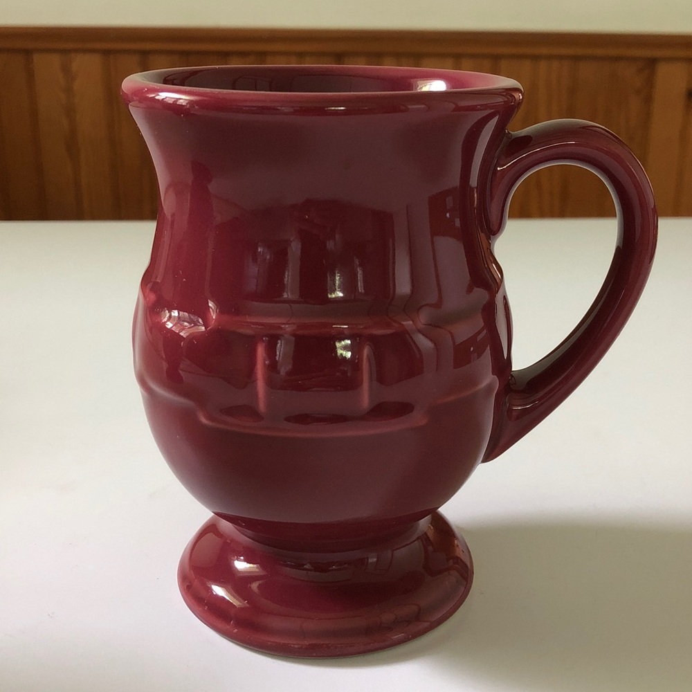 Longaberger Woven Traditions Paprika Red Latte Pedestal Mugs - Set of 2 - Picture 3 of 6
